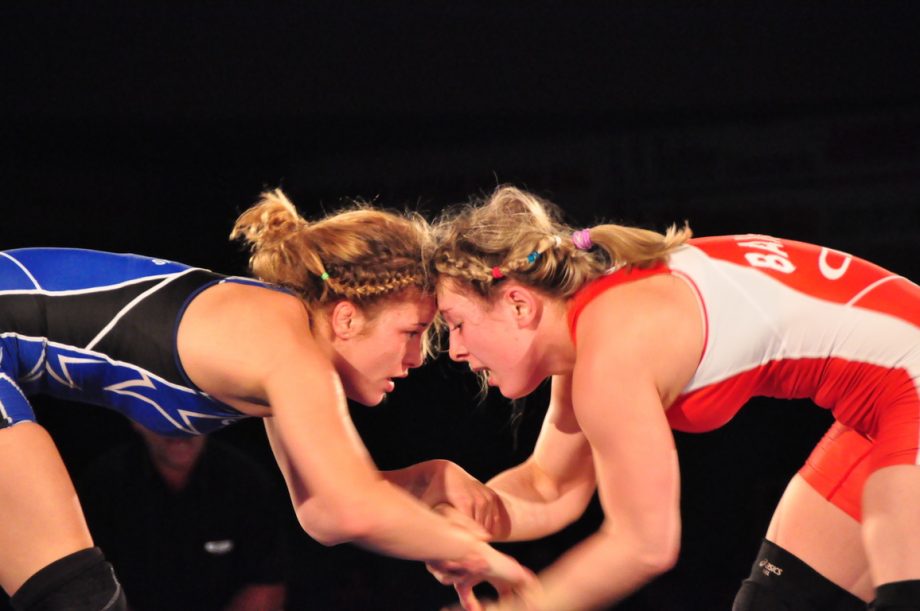 Female wrestlers head to head