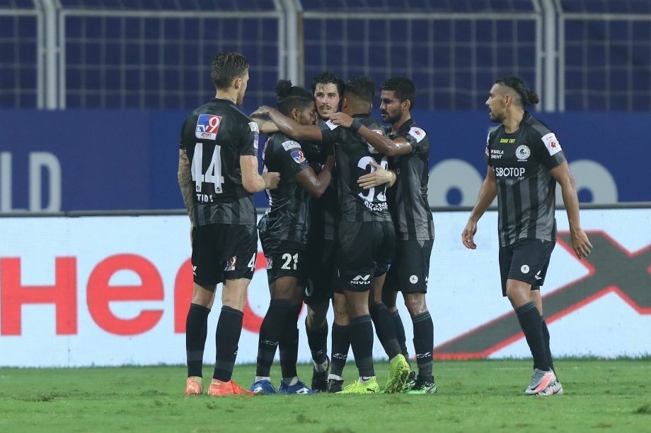 ATK Mohun Bagan players celebrating a goal against FC Goa
