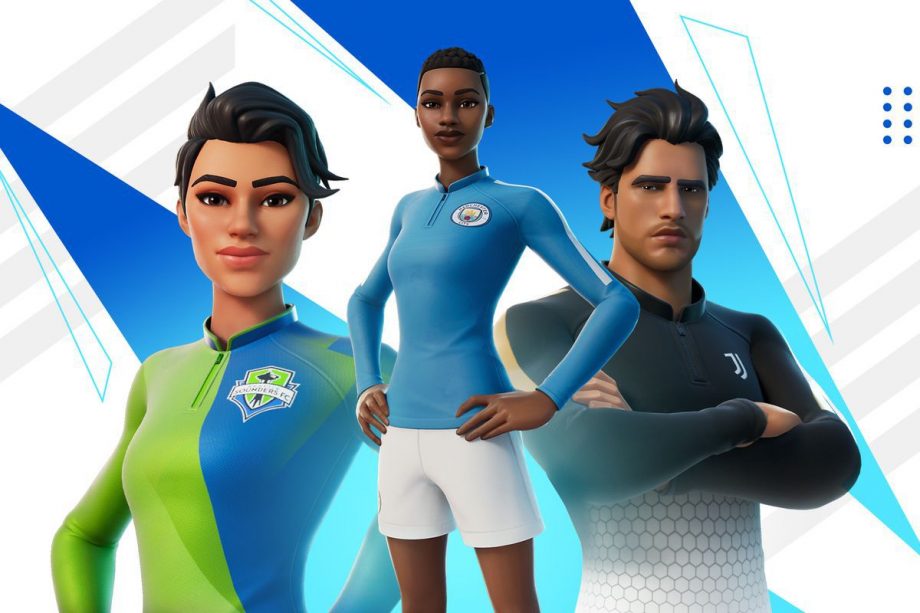 An exclusive look at the in-game Manchester City skin of Fortnite