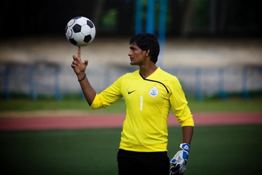 Subrata Paul showboating with the football