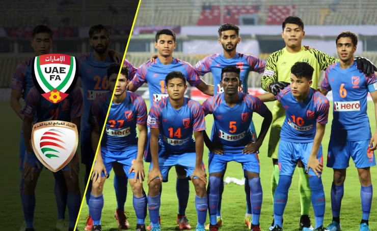 Indian national football team posing for a photo