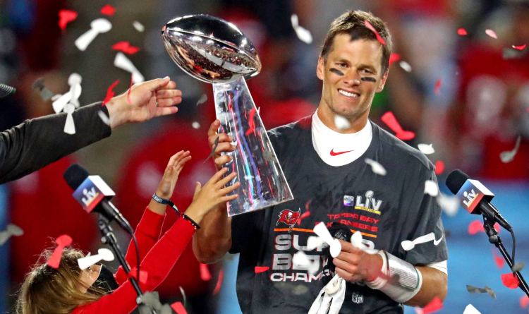 Tom Brady with the Vince Lombardi Trophy