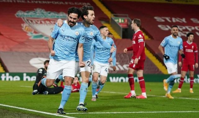 Man City midfielder Ilkay Gundogan and Bernardo Silva
