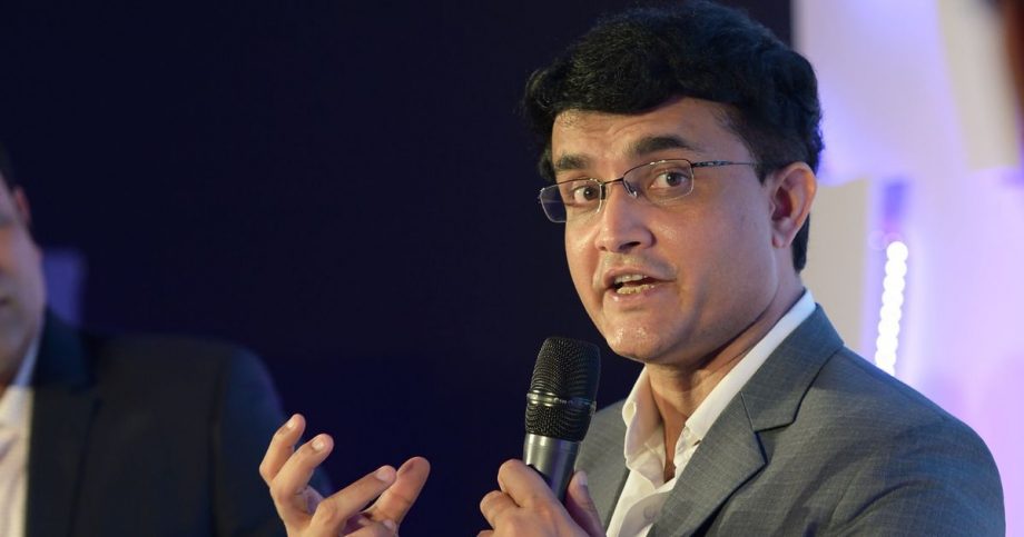 Saurav Ganguly with the mic