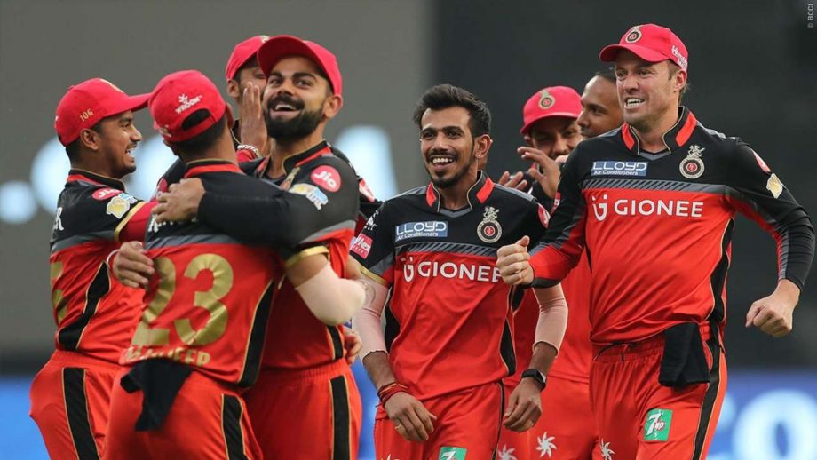 Royal Challengers Bangalore players celebrating a wicket