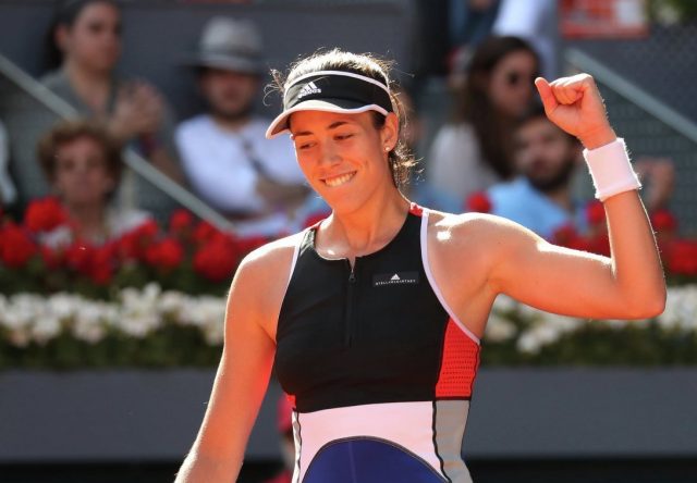 Garbine Muguruza rejoices in her match win
