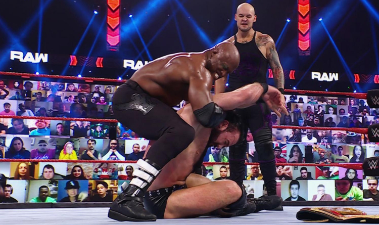 Lashley attacking McIntyre with the Hurt Lock