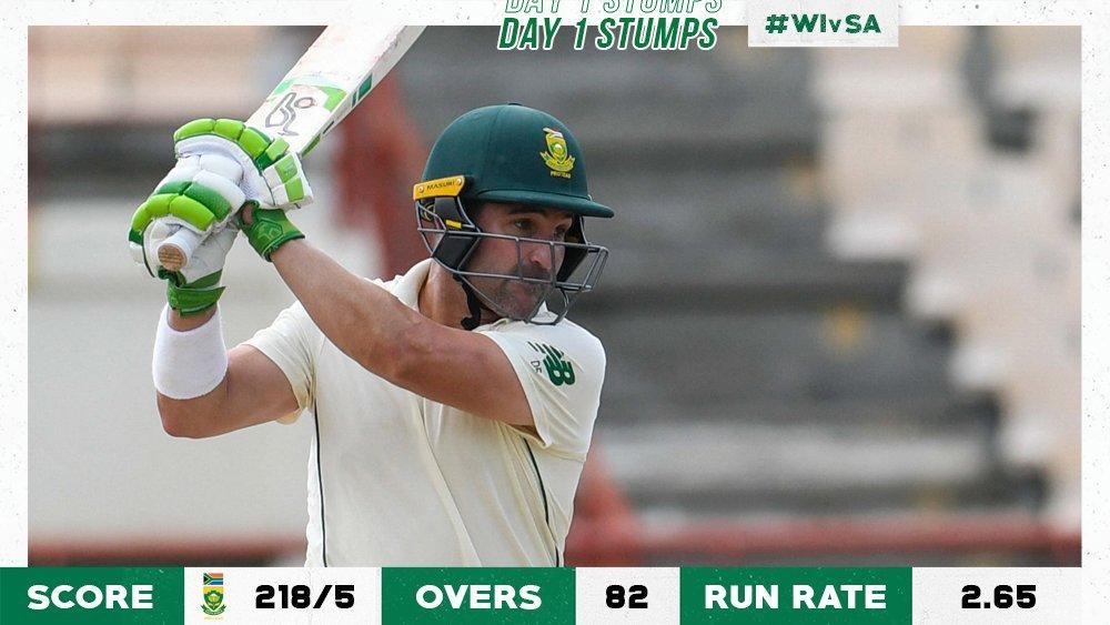 Elgar, De Kock puts SA at first before stumps, day 1, second Test