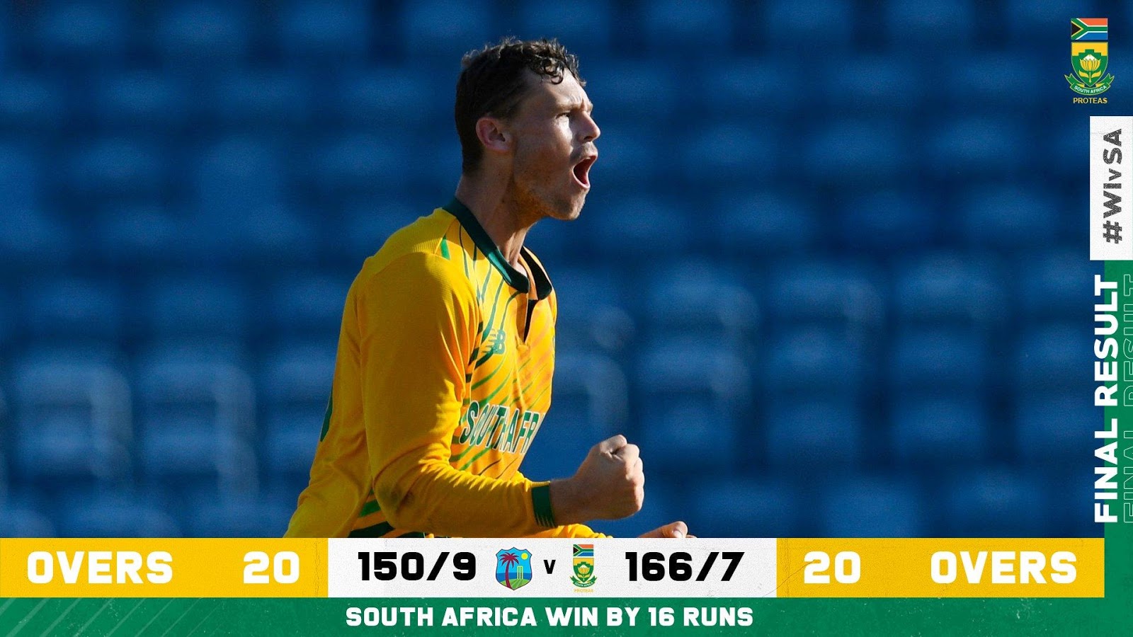 Linde, Rabada saves Africa from another defeat against West Indies to level the series