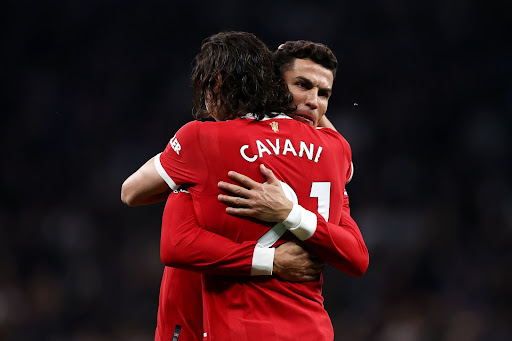 Cristiano Ronaldo with Edinson Cavani