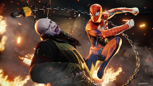 Fight scene from Marvel's Spider-Man: Remastered on PC 